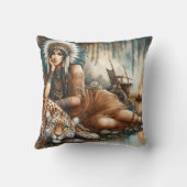 先住民アメリリラックスカ人女性とトラ クッション (裏面)