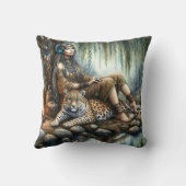 先住民アメリリラックスカ人女性バイウォーターとタイガー クッション (裏面)