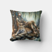 先住民アメリリラックスカ人女性バイウォーターとタイガー クッション (正面)