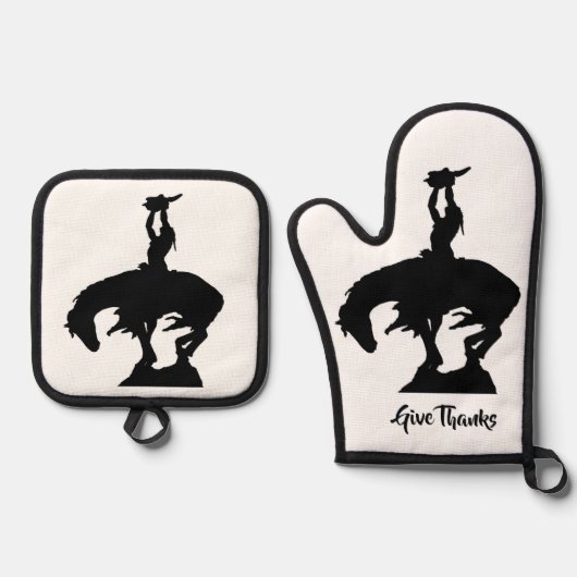 先住民アメリ与えカ感謝してい人 鍋つかみ&鍋敷きセット (正面)