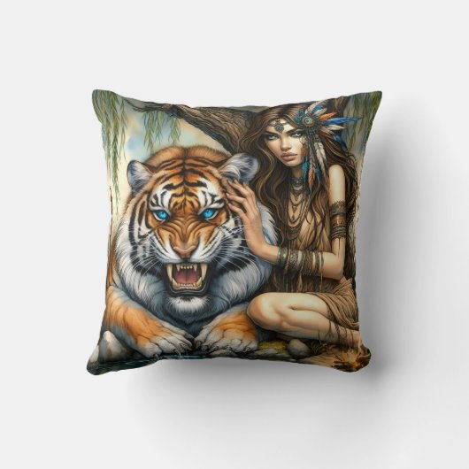 先住民アメリ気にカ人の水虎の女 クッション (裏面)