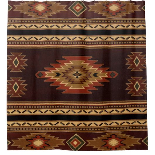 先住民アメリ統一されたカ製織機 シャワーカーテン (正面)