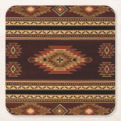 先住民アメリ統一されたカ製織機 スクエアペーパーコースター (正面)