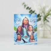 先住民アメリ絵画カの有名なインディアン長 ポストカード (スタンド正面)