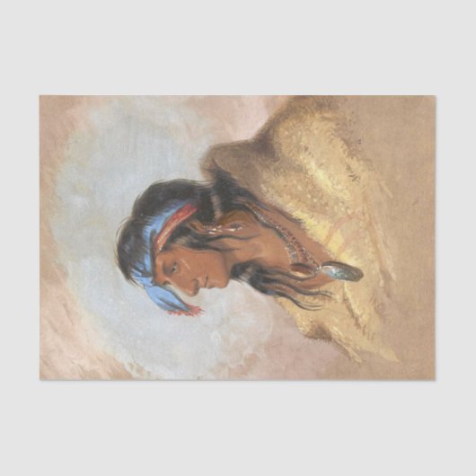 先住民アメリ絵画カの白プルーム 薄葉紙 (正面)