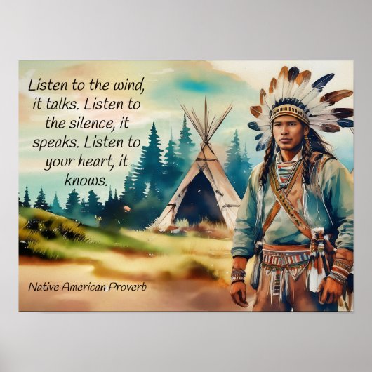 先住民アメリ聞カ国の諺 ポスター (正面)