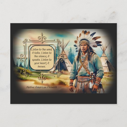 先住民アメリ聞カ国の諺 – 風 ポストカード (正面)