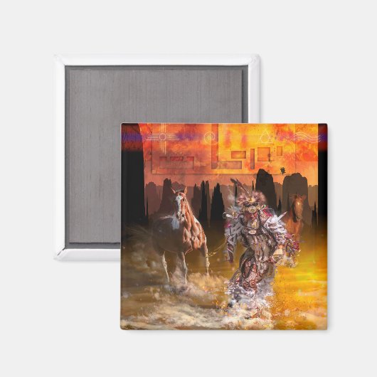 先住民アメリ転がカ・ダンサー「サンダー」 マグネット (正面/裏面)