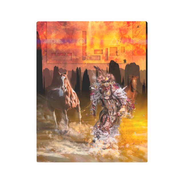 先住民アメリ転がカ・ダンサー「サンダー」 メタルプリント (正面)