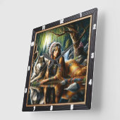 先住民アースウルフグラードガーディアンスティル スクエア壁時計 (傾斜)