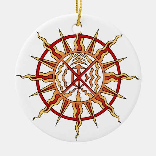先住民アートオーナメントファースト・ネイションズキープサケ セラミックオーナメント (正面)