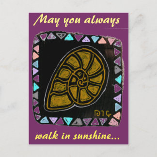 先住民アートスタイル金巻き葉書 ポストカード