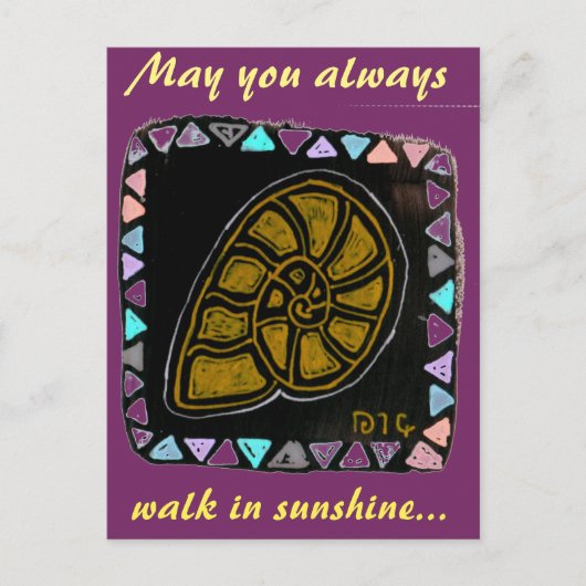 先住民アートスタイル金巻き葉書 ポストカード (正面)