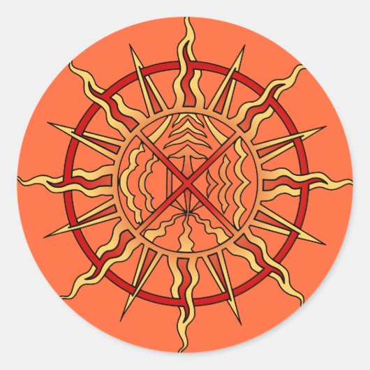 先住民アートステッカー先進の国ライフギフト ラウンドシール (正面)