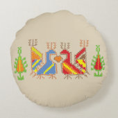 先住民アート幾何学模様クッション ラウンドクッション (裏面)