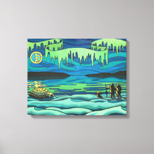 先住民アート絵画のプリントイヌイットラブキャンバスプリント キャンバスプリント