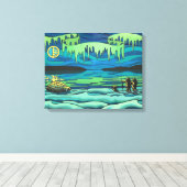 先住民アート絵画のプリントイヌイットラブキャンバスプリント キャンバスプリント (インサイチュ (ウッドフロア))