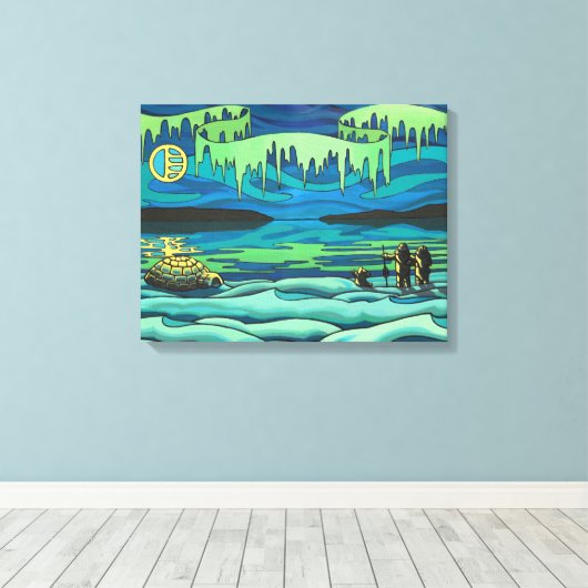 先住民アート絵画のプリントイヌイットラブキャンバスプリント キャンバスプリント (インサイチュ (ウッドフロア))