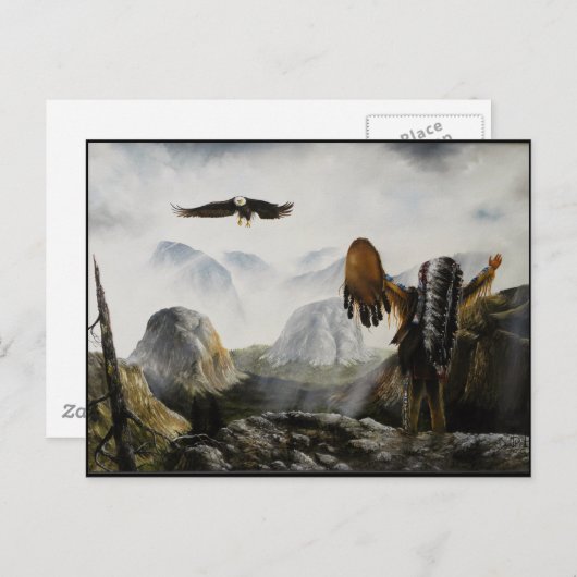 先住民ア絵画メリカの歓迎の友 ポストカード (正面/裏面)