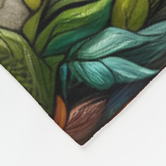 先住民インディアンの女性は穏やかにオオカミに依存している フリースブランケット (角)