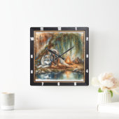 先住民インディアンの森：静けさの瞬間 スクエア壁時計 (ホーム)