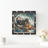 先住民インディアンウィメンベア自然 スクエア壁時計 (ホーム)