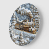 先住民インディアン列車芸術を静かなシーンに ラージ壁時計 (傾斜)