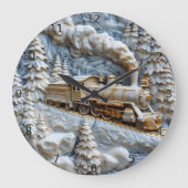 先住民インディアン列車芸術を静かなシーンに ラージ壁時計 (正面)