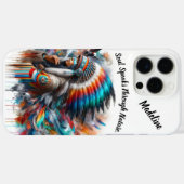 先住民インディアン女性が熱心に視線を向ける Case-Mate iPhoneケース (裏面 (横))