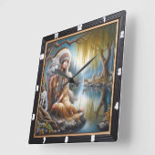 先住民インディアン調和: Firelight's Embrace スクエア壁時計 (傾斜)