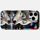 先住民ウォリアーとウルフムーンライト反射 Case-Mate iPhoneケース (裏面 (横))