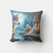 先住民ウーマンバイウルフバイウォーター クッション (正面)