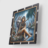 先住民エコー:ファイアダンスナイトドリーム スクエア壁時計 (傾斜)