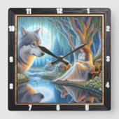 先住民エコー:マウンテンピークス夕べスター スクエア壁時計 (正面)