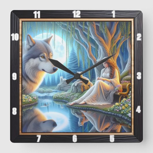 先住民エコー：マウンテンピークス夕べスター スクエア壁時計 (正面)