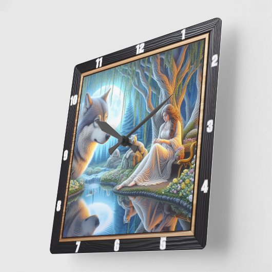 先住民エコー:マウンテンピークス夕べスター スクエア壁時計 (傾斜)