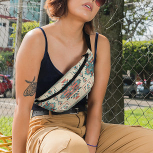 先住民エスニックパターンヴィンテージボホシームレス ファニーパック