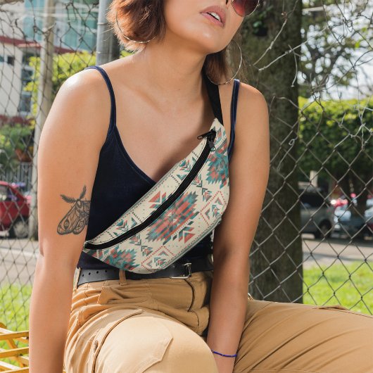 先住民エスニックパターンヴィンテージボホシームレス ファニーパック