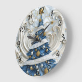 先住民エレガントインディアンクリスマスツリーアート ラージ壁時計 (傾斜)