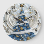 先住民エレガントインディアンクリスマスツリーアート ラージ壁時計 (正面)