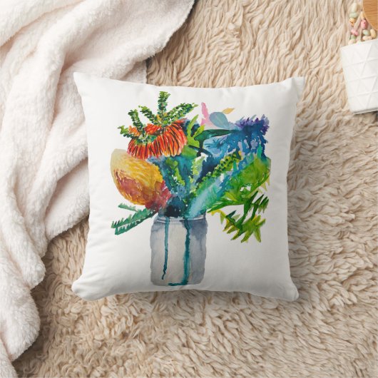 先住民オーストラリアの花の水色 クッション (ブランケット)