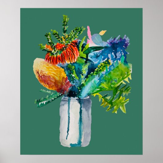 先住民オーストラリアの花の水色 ポスター (正面)