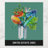 先住民オーストラリアの花の水色 ワインラベル (シングルラベル)