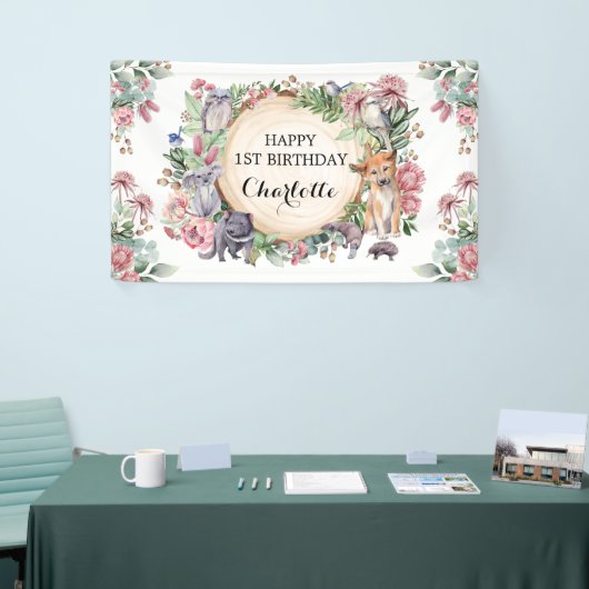 先住民オーストラリア動物フローラハッピーバースデー 横断幕 (トレードショー)