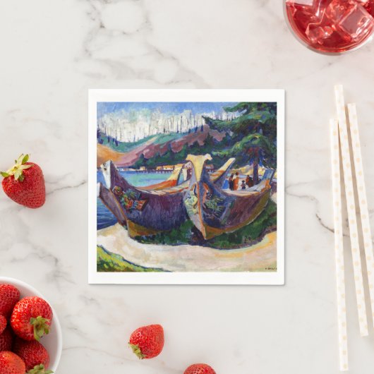 先住民カナダエミリー絵画カーの戦艦 スタンダードカクテルナプキン (インサイチュ)