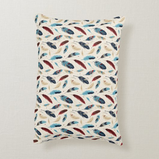 先住民カラフルアメリカの羽毛パターン アクセントクッション (裏面(縦))