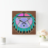 先住民シールド スクエア壁時計 (ホーム)