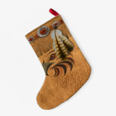 先住民スピリット"ホーク"クリスマスストッキング スモールクリスマスストッキング (裏面 (吊り時))