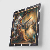 先住民スピリット：石の円はまだ夢 スクエア壁時計 (傾斜)