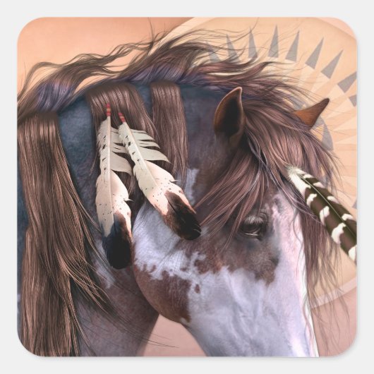 先住民スピリットIIステッカー スクエアシール (正面)